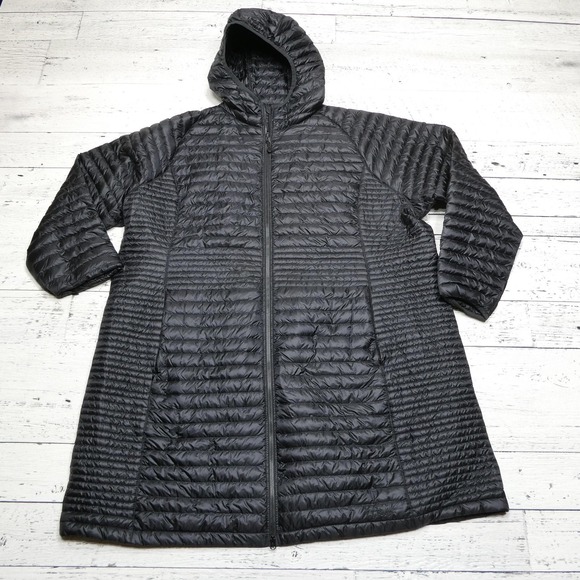 L.L.Bean Long Down Coat Womens 3X Black Hooded Puffer DownTek Quilted Full Zip - Picture 1 of 8